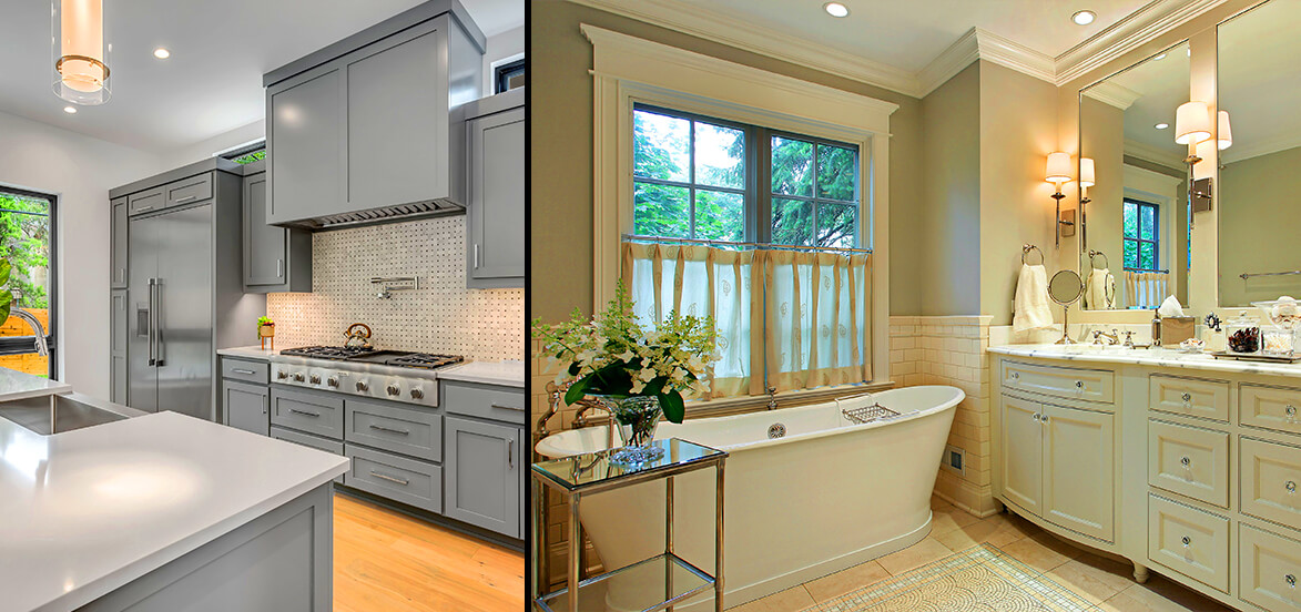 Kitchen and bathroom with proper light installation